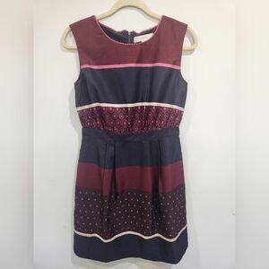LOFT Elegant Burgundy and Navy Dress